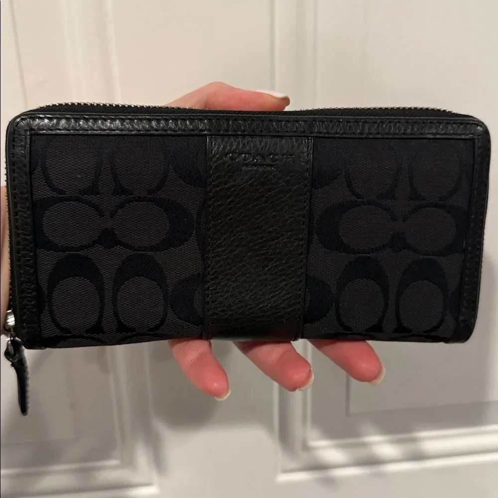 Coach Black Zip-Around Wallet